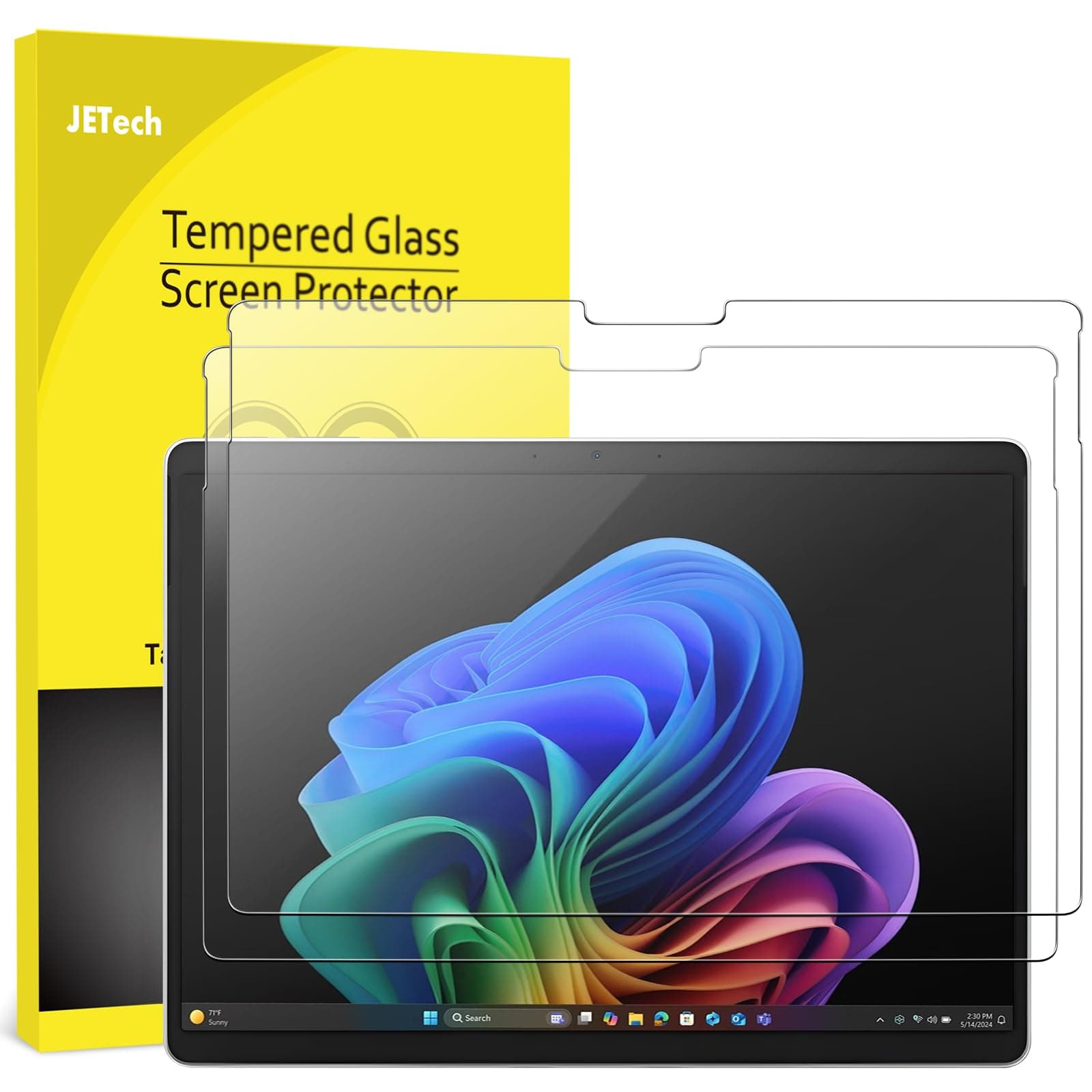 Screen Protector for Surface Pro 11/10 (2024)/Pro 9 (2022) 13-Inch, 9H Tempered Glass Film, Support Surface Pen, HD Clear, 2-Pack