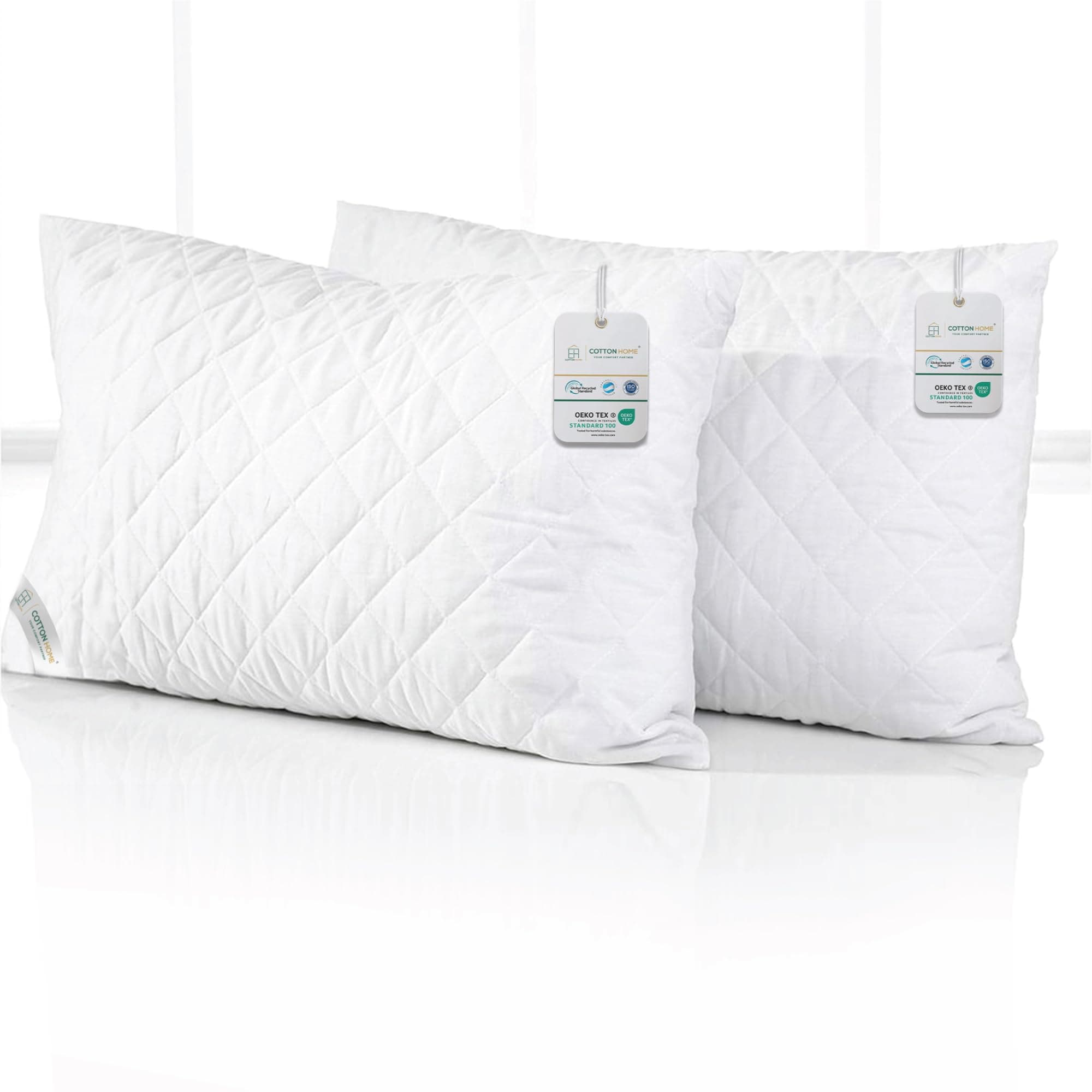 Cotton Home® Vintage Microfiber Pillow 50 X 75 cm Bed Pillows for Sleeping Standard Lightweight Hotel Luxury Sleep Pillow For Side Support Back Sleepers Fluffy Hypoallergenic White Pack 2 (1100gm)