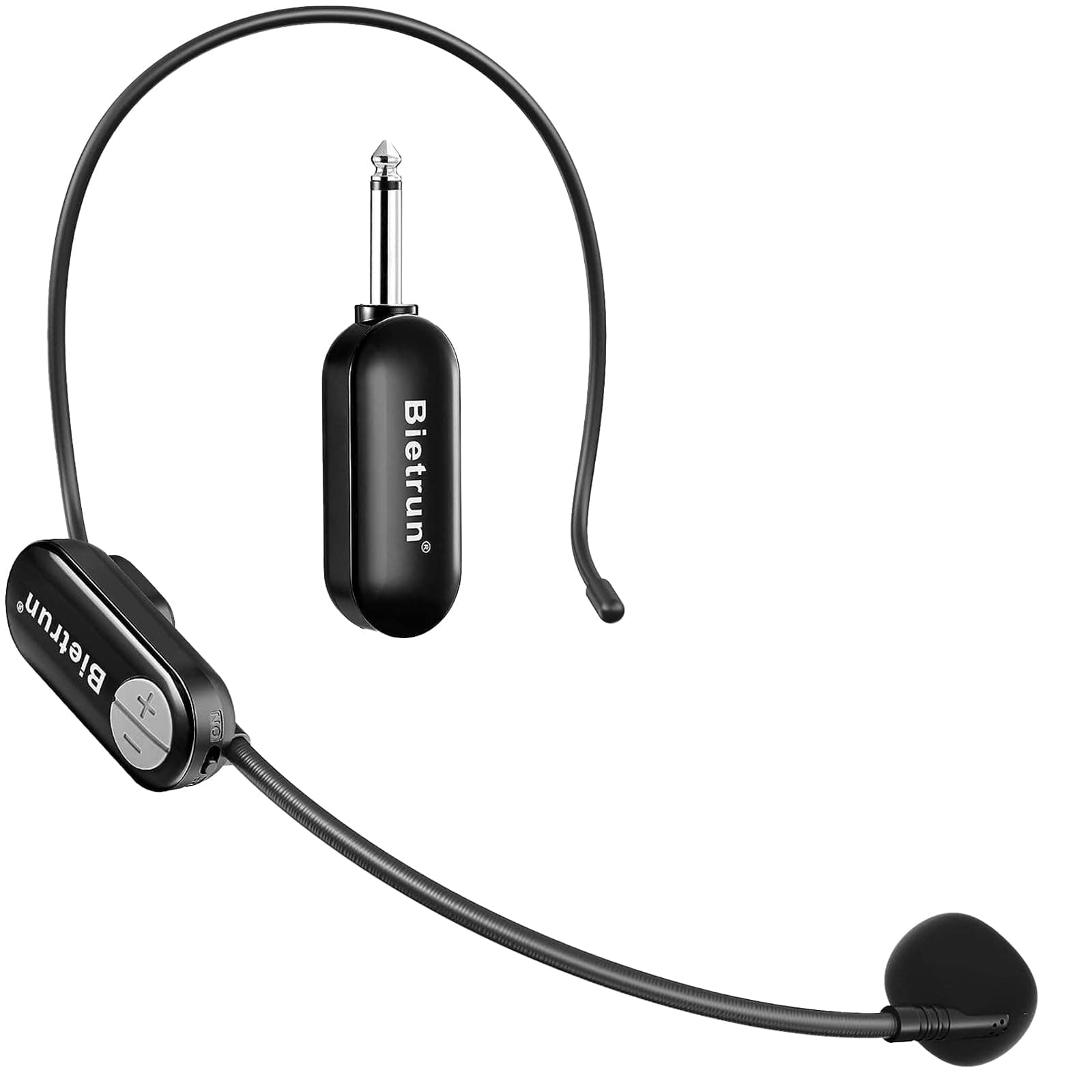 Bietrun Wireless Microphone Headset with 1/4'Plug, 165ft Range, UHF Wireless Headset Mic & Handheld Mic 2 in 1, for Karaoke Speaker, Amplifier, Mic Speakers, PA System, Teaching, Fitness(Black)