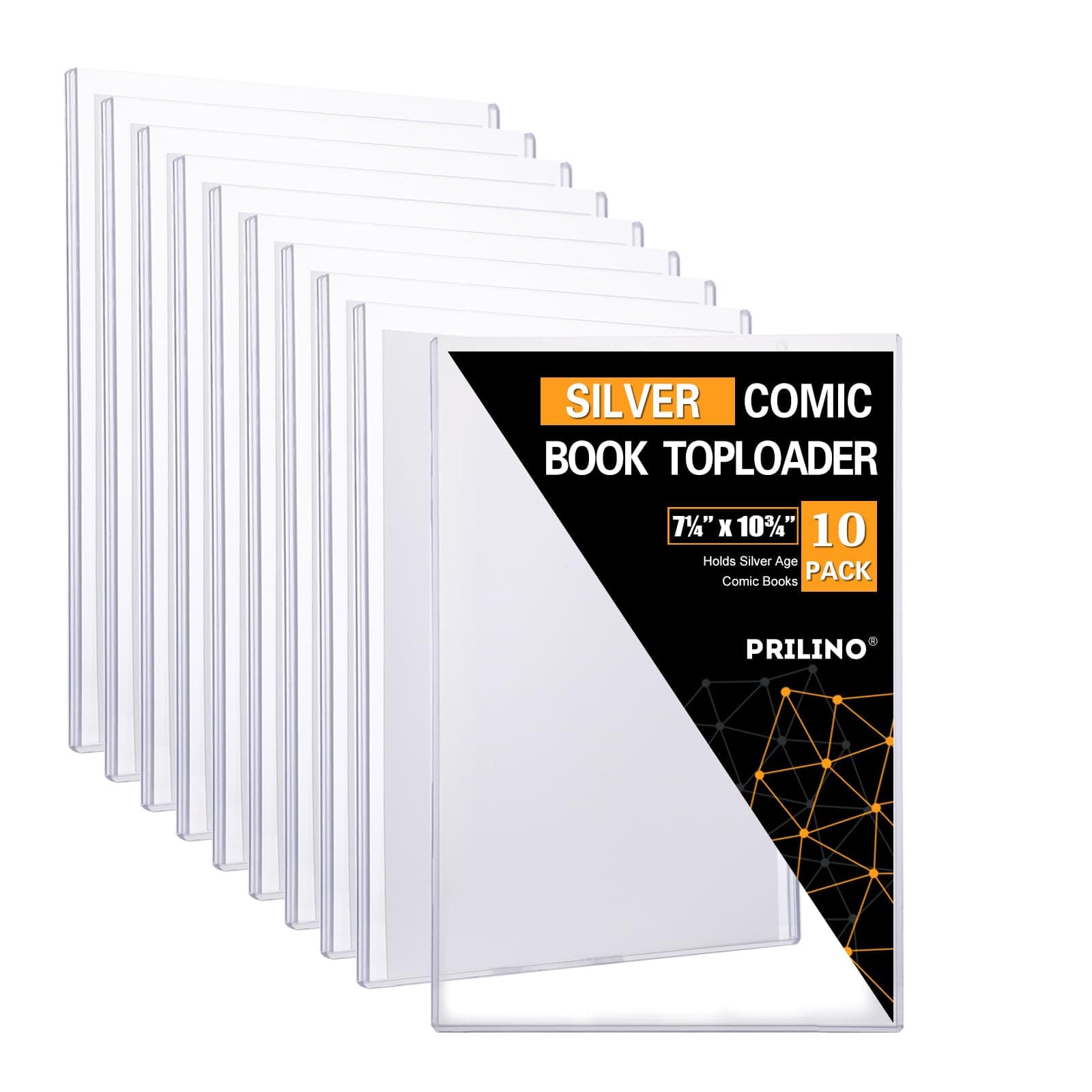10ct Silver-Age Comic Book Toploaders - Crystal Clear Comic Book Top loaders, Premium PVC Comic Book Topload, Hard Plastic Comic Book Holders, Protection for Display, Storage, Collection