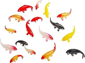X Hot Popcorn 40 Pcs Miniature Fish for Crafts Mini Koi Fish Figurines Small Plastic Fish Miniature Koi Fish Fairy Garden Supplies