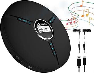 Discman Portable CD Player with Headphones, Built-in Battery - New Version - Discman Players for Home, Car - Compatible w/SD Card, CD, CD-R, CD-RW, MP3, WMA - 5 EQ Effects - Black