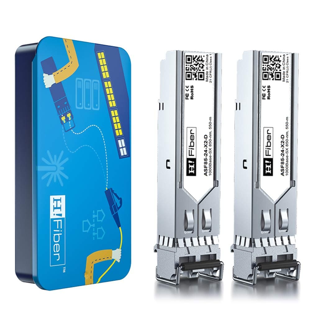 H!Fiber.com 【2 Pack】 1G SFP Multimode Module - 1000Base-SX SFP Mini GBIC Transceiver(550m, 850nm), Dual LC Connector, Compatible for HP J4858A/J4858B/J4858C