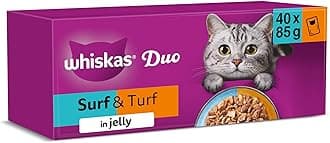WHISKAS DUO Adult Wet Cat Food in Jelly 40x85g Surf & Turf