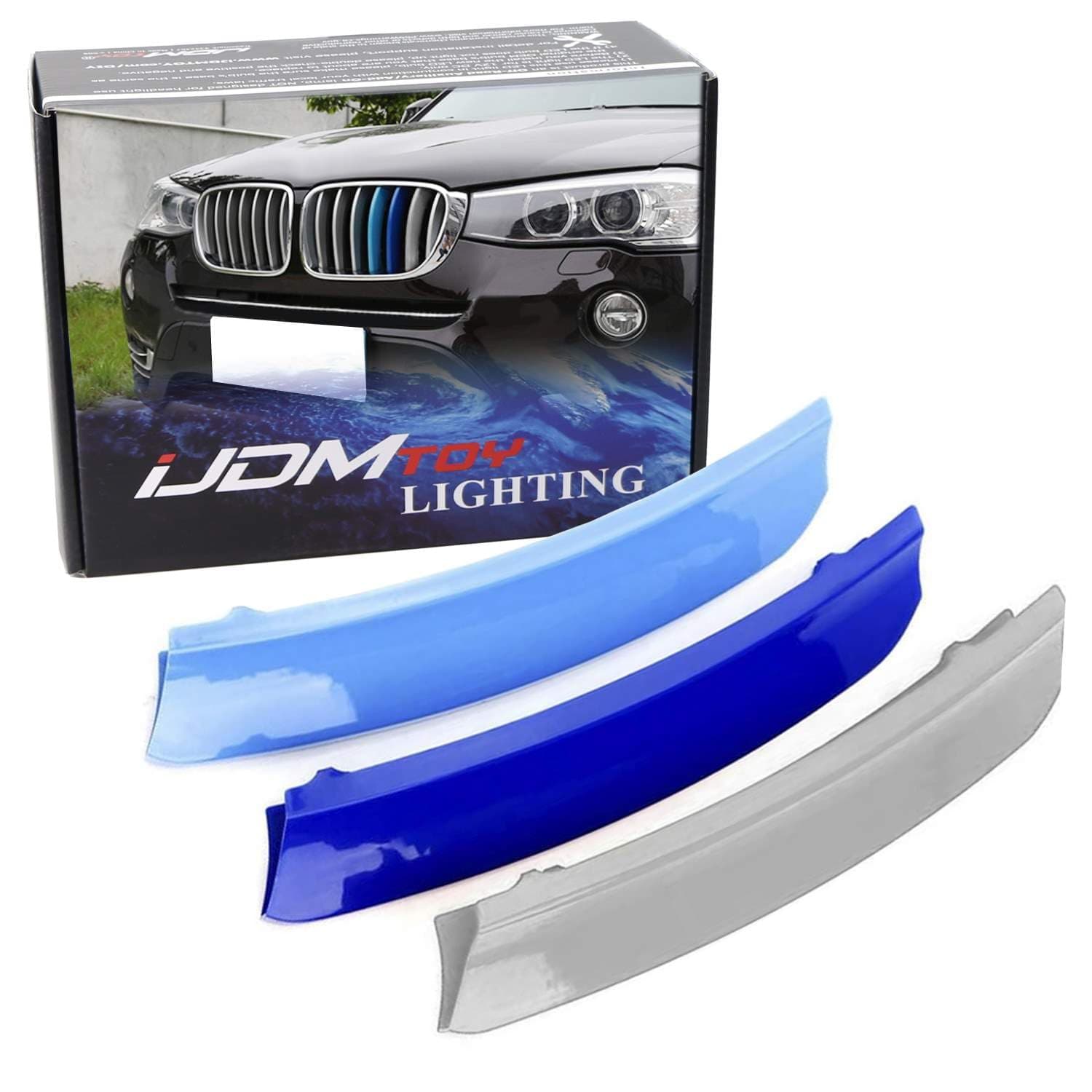 Exact Fit 3pc Set Iconic Tri-Accent Grille Insert Trims Compatible with F25 X3 F26 X4 Center Kidney Grill (7 Beams)