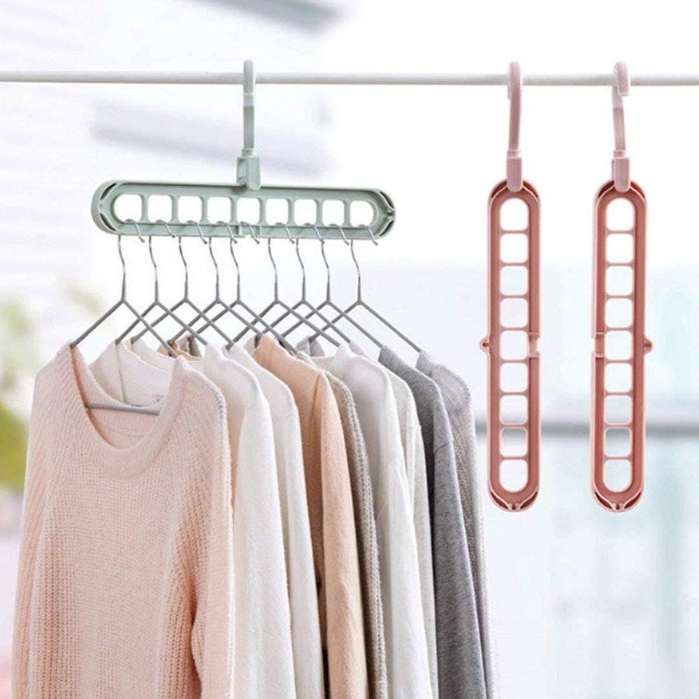 Varda Solutions Multi-Function Storage Rack Magic Rotating Anti-Skid Folding Drying Rack Portable Hanging Household Wet and Dry Clothes Hanger Closet Hook Pack of 2