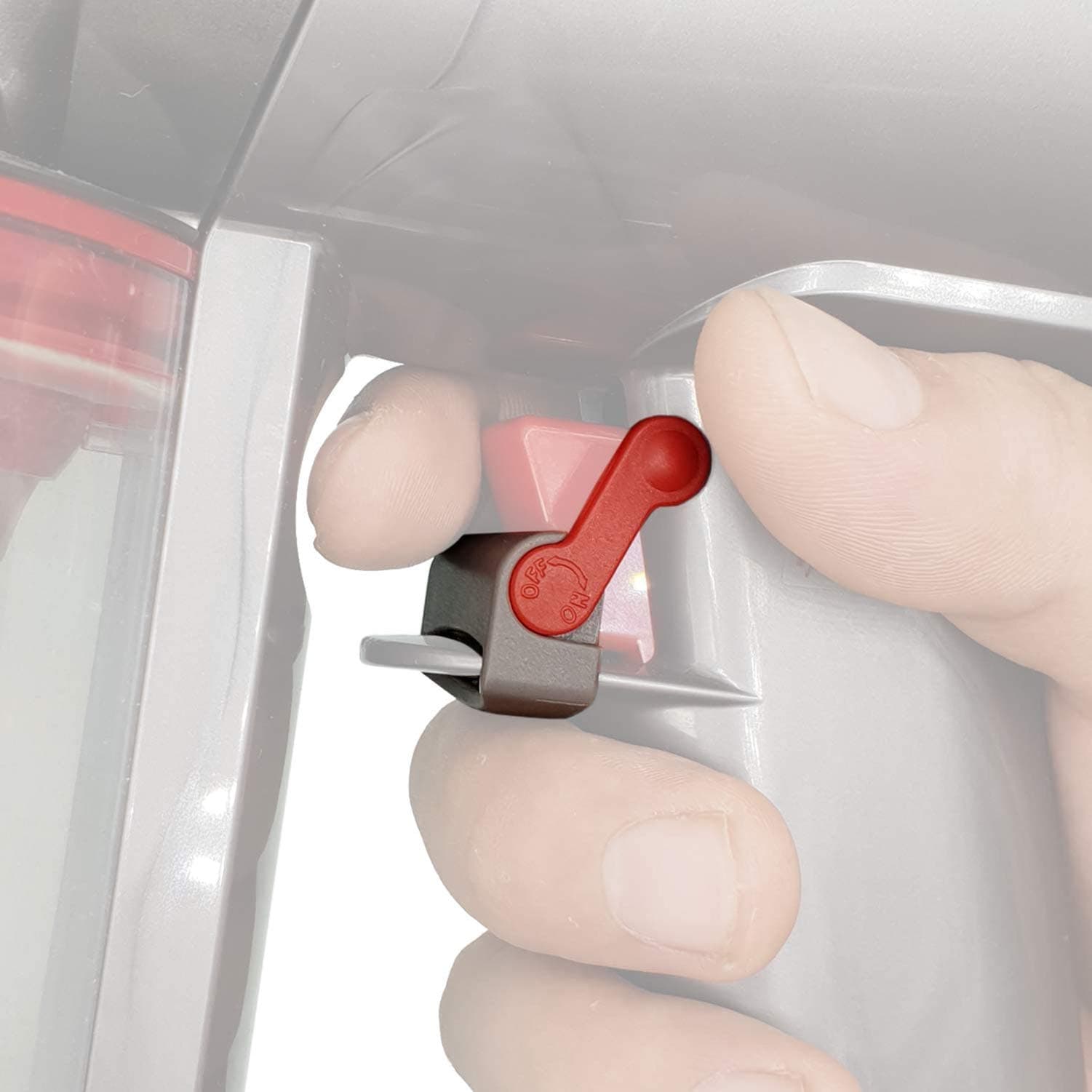 sciuU Power Button On/Off Control Clamp Compatible with Dyson V6 V8 V7 V10 V11 V15 Absolute/Animal/Motorhead Vacuum Cleaner, Lock The Power Button On/Off Status, Free Your Gripping Fingers, Grey&Red