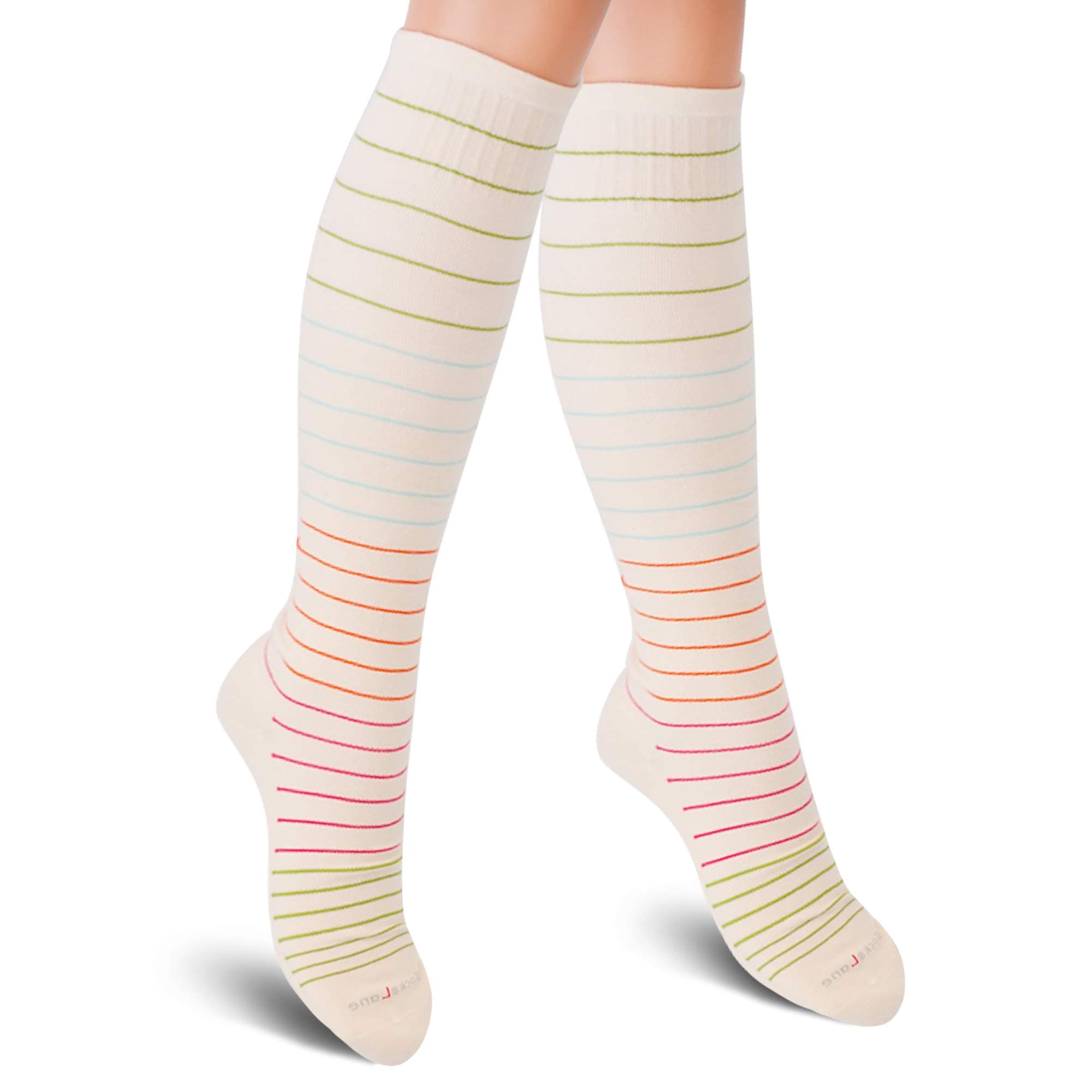 SocksLane Cotton Compression Socks 15-20 mmHg Class 1 Support Knee-High for Women and Men