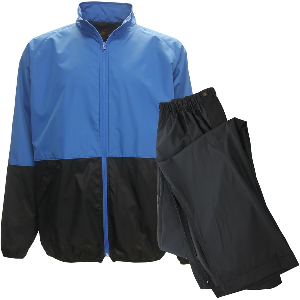 Forrester Packable Waterproof Golf Rain Suit, Large Blue/Blk Jacket/Black Pant
