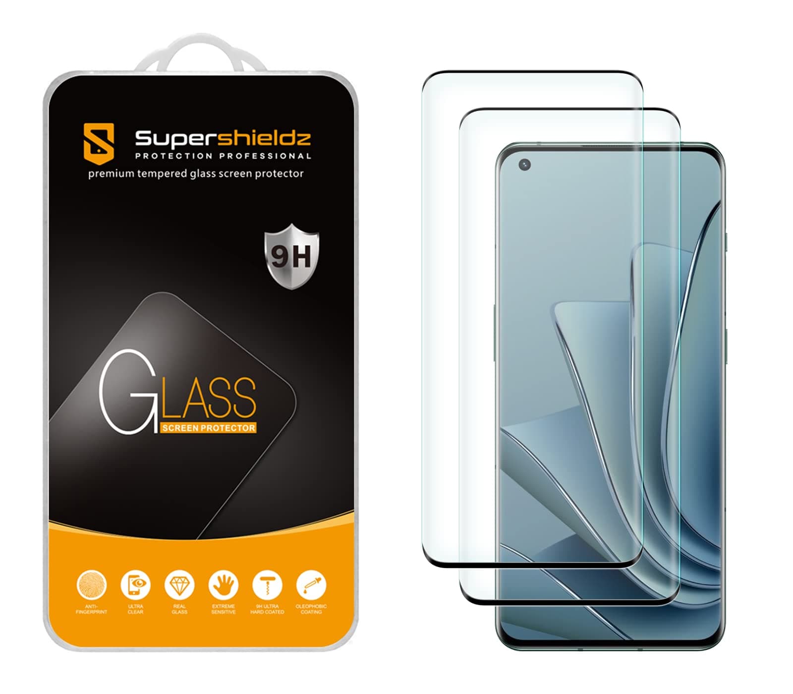(2 Pack) Designed for OnePlus 10 Pro Tempered Glass Screen Protector, (Full Cover) (3D Curved Glass) Anti Scratch, Bubble Free (Black)