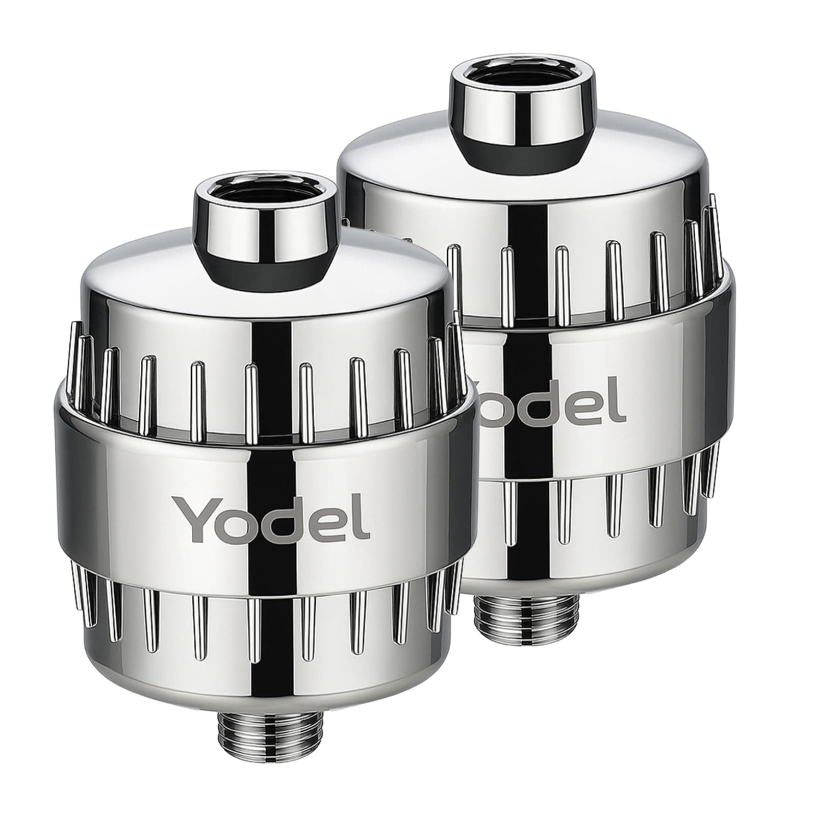 Yodel Shower Filter 2 Pack Chrome - Hard Water Softener, 99% Removes Chlorine & Impurities, Improves Skin & Hair Condition, Universal Fit for Shower Heads
