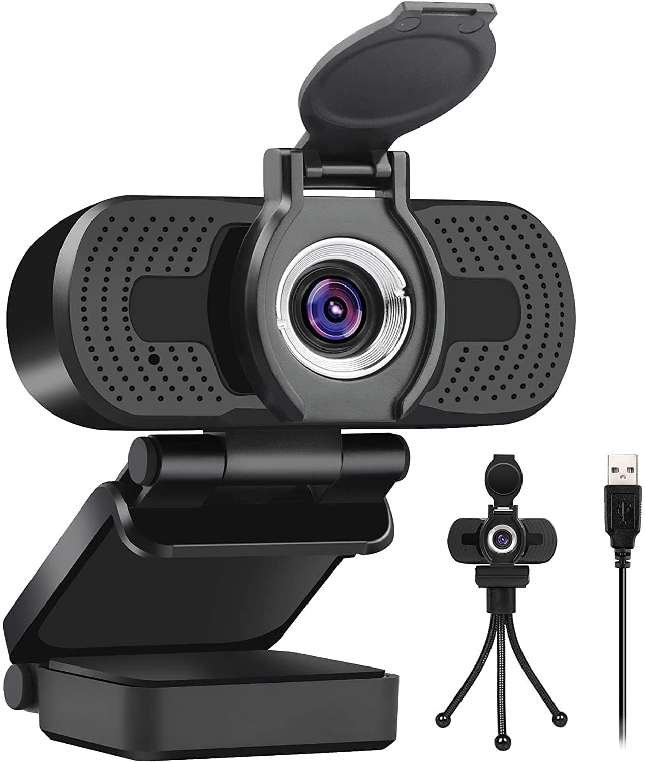 LarmTek1080p Full Hd Webcam with Webcam Cover,Computer Laptop Pc Mac Desktop Camera for Conference and Video Call,Pro Stream Webcam with Plug and Play Video Calling,Webcam Stand Included