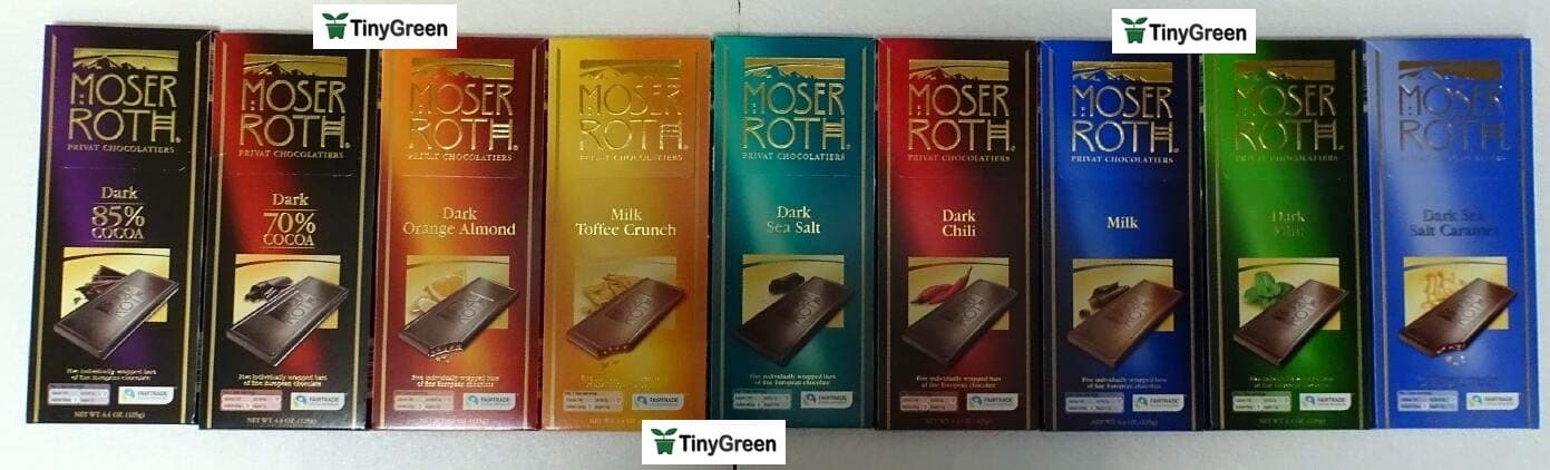 Moser Roth Privat Chocolates 9 Flavors Full Combo Bundle 4.4oz 125g (Pack of Nine)