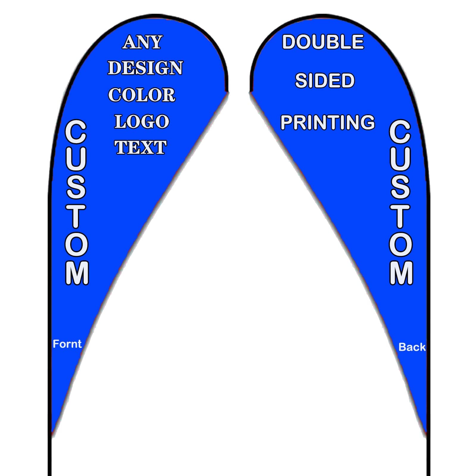 Custom Feather Flags, Personalized Double Sided Feather Flag Banner for Business Outside Advertising, Customized Your Own Logo Text Design (Teardrop Flag Set, 70×170cm/2.3×5.6FT)