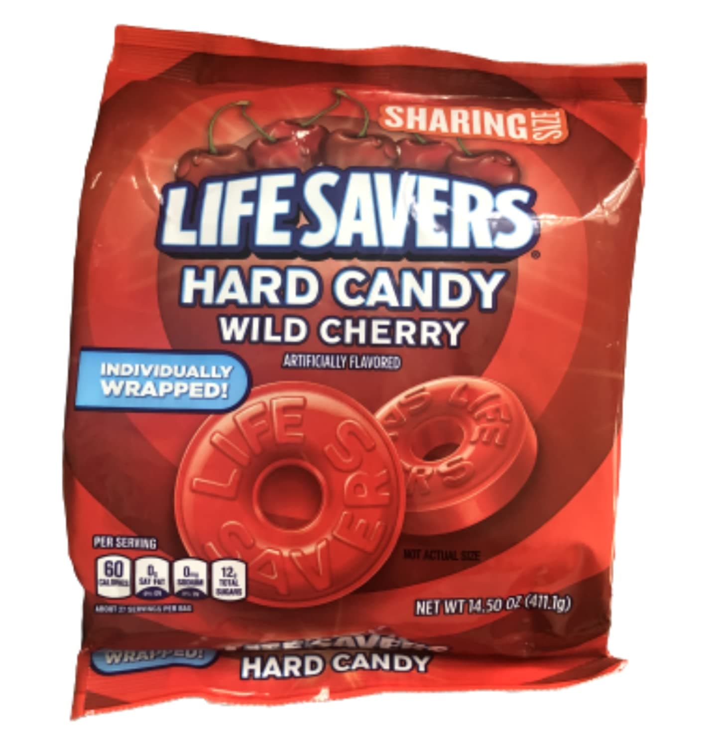 Life SaversGeneric Hard Candy Wild Cherry Sharing Size 14.5 oz each bag Individually Wrapped 3 bags