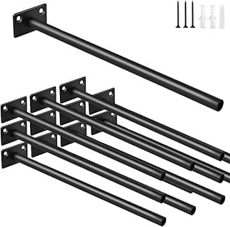12 Pcs 12" Black Steel Floating Shelf Bracket Blind Shelf Supports - Hidden Brackets for Floating Wood Shelves - Concealed Blind Shelf Support – Screws and Wall Plugs Included