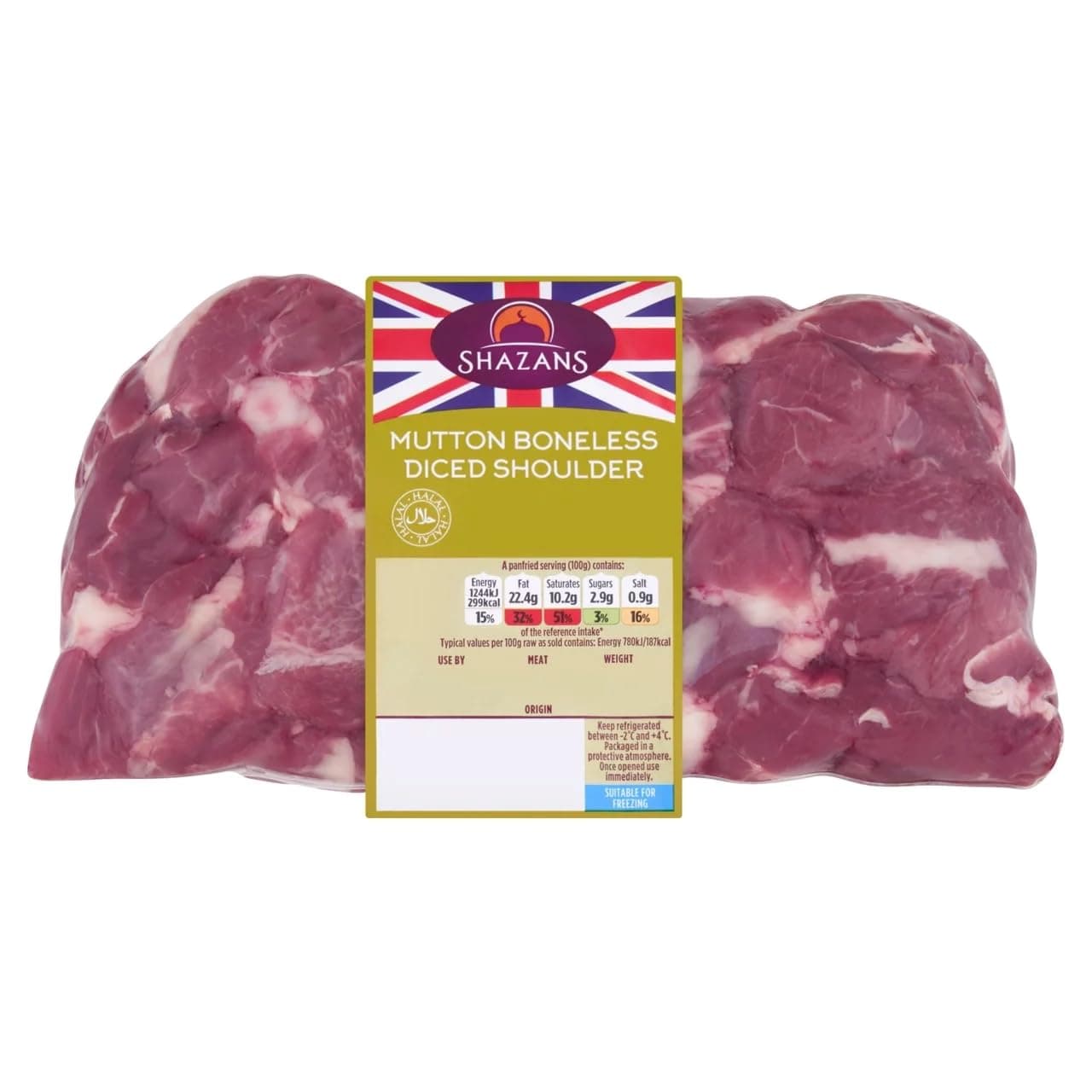 Shazans Mutton Boneless Diced Shoulder, 750g