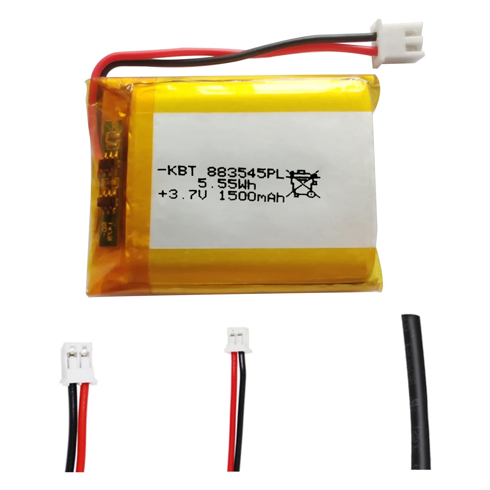 KBT KEEP BETTER TECH 3.7V 1500mAh Li-Polymer Battery: 883545 Lipo Rechargeable Lithium-ion Replacement Batteries with JST Connector