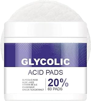 20% Glycolic Acid Facial Pads (60 Count),Exfoliating Resurfacing Pad for Face With Tea Tree Oil, Glycolic Acid Pads for Face Peel & Radiance Deep Cleaning Effect Radiant Skin Renewal