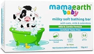 Mamaearth Milky Soft Bathing Bar For Babies - 75 g x 2 | Infused with Oats, Milk and Calendula | Gently Cleanses Skin, Keeps Skin Soft & Smooth, Mild & Gentle Formula, Dermatologically Tested