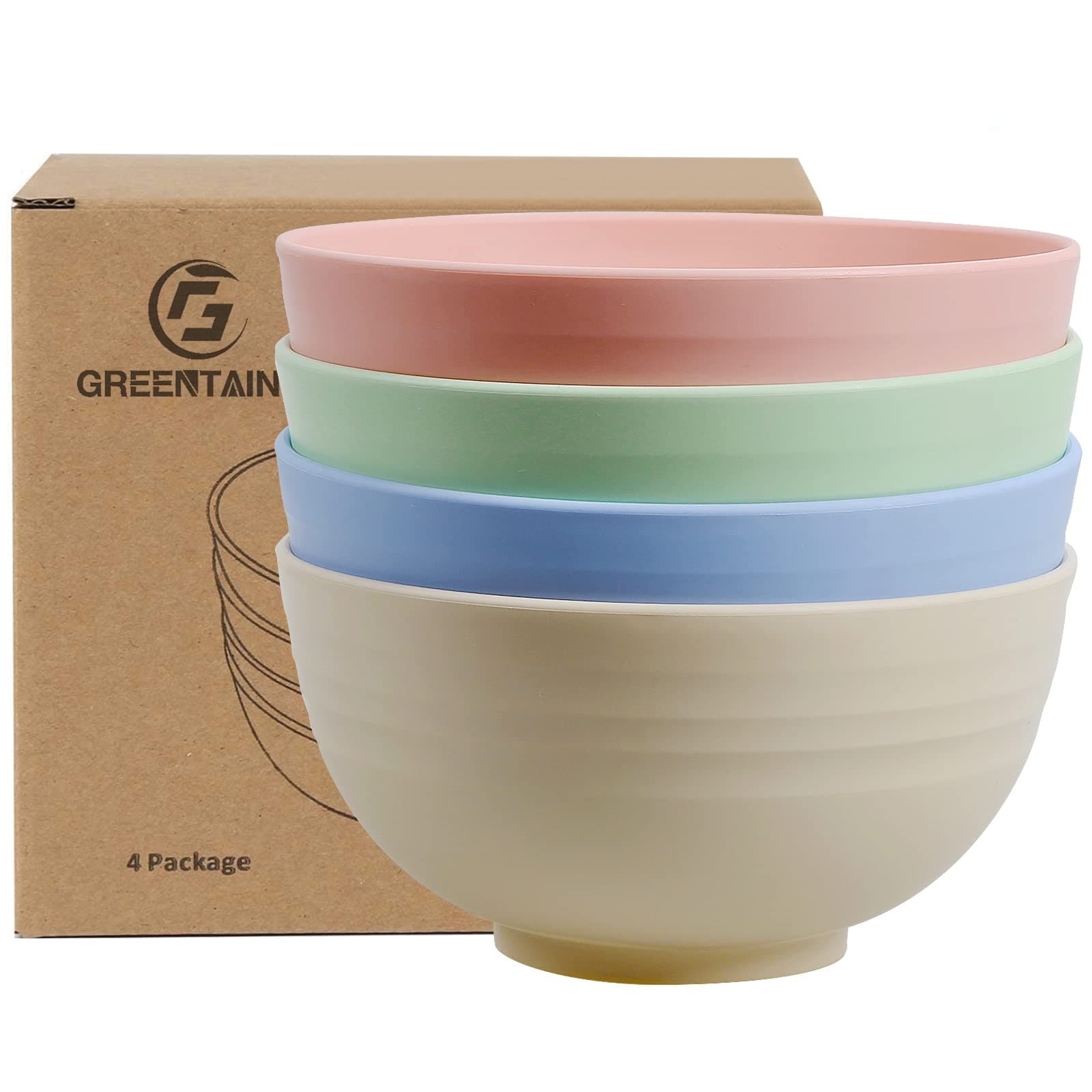 Unbreakable Large Cereal Bowls - 24 OZ Plastic Lightweight Bowl Sets 4 - Dishwasher & Microwave Safe - for Cereal, Salad,Soup, Noodle, 4 Pieces (Medium)