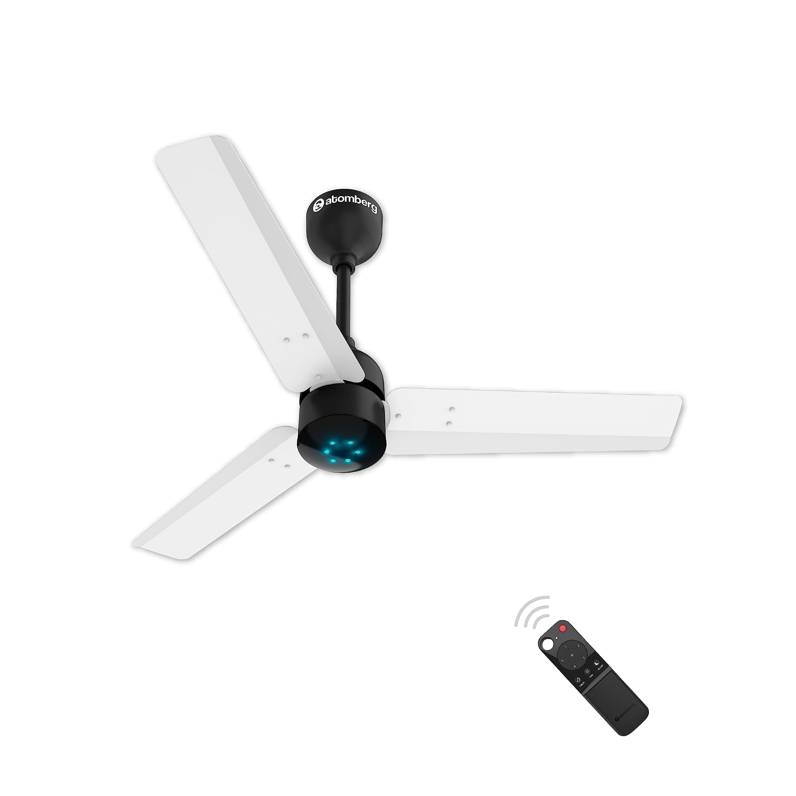 atomberg Renesa 900mm BLDC Ceiling Fan with Remote Control | BEE 5 star Rated Energy Efficient Ceiling Fan | High Air Delivery with LED Indicators | 2+1 Year Warranty (White & Black)