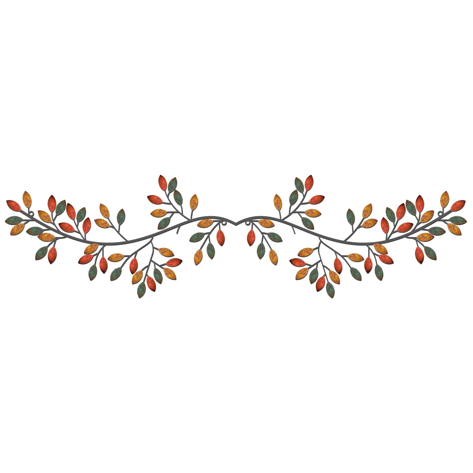 Hotop 2 Pieces Metal Tree Leaf Wall Decor Vine Olive Branch Leaf Wall Art Wrought Iron Scroll Sculptures Above the Bed, Living Room, Outdoor Decoration(Classic Style,Vintage Color)