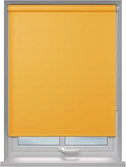 Roller blinds Thermal Blackout Roller blind - Trimmable UV Protection Child Safe Home Office Window Blinds Easy Fit Room Darkening shades Ochre Blind 150cm wide x 210cm drop