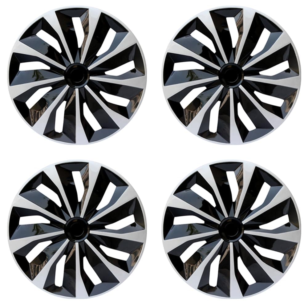 Hubcap Wheel Covers Replacement Size R15 Hub Caps Universal-Fit Steel Wheel Rims Cover ABS Tire Cap for Most Cars Trucks Sedans SUV -Set of 4（15-inch，Silver-Black）