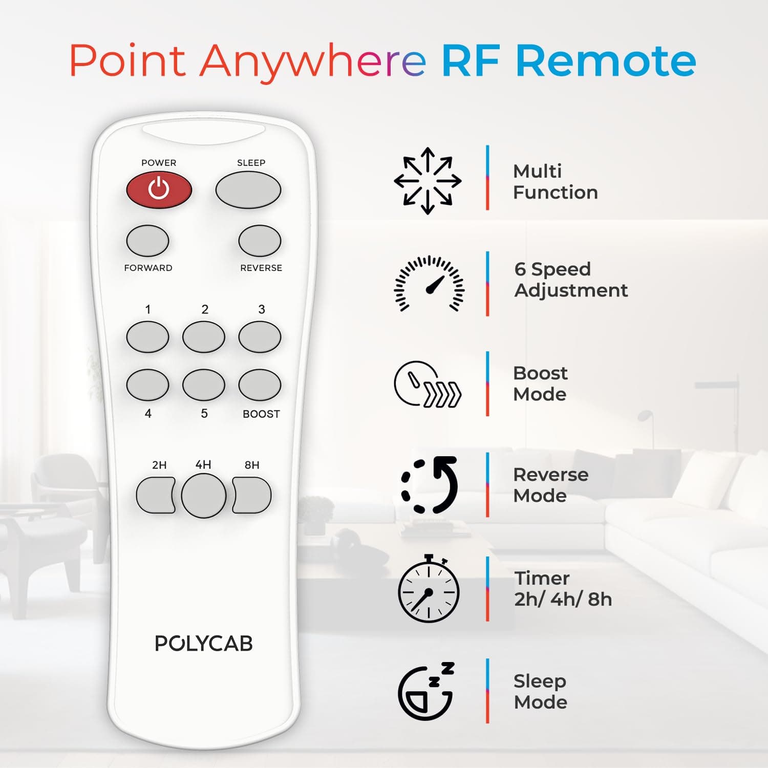 Polycab Wizzy Neo 1200mm 5-Star BLDC, Remote Ceiling fan for Living Room| 55% Energy Saving, 100% Copper, High Air Delivery, 6 Speed Setting, Free Installation | 4-yr Warranty【Natural Wood】