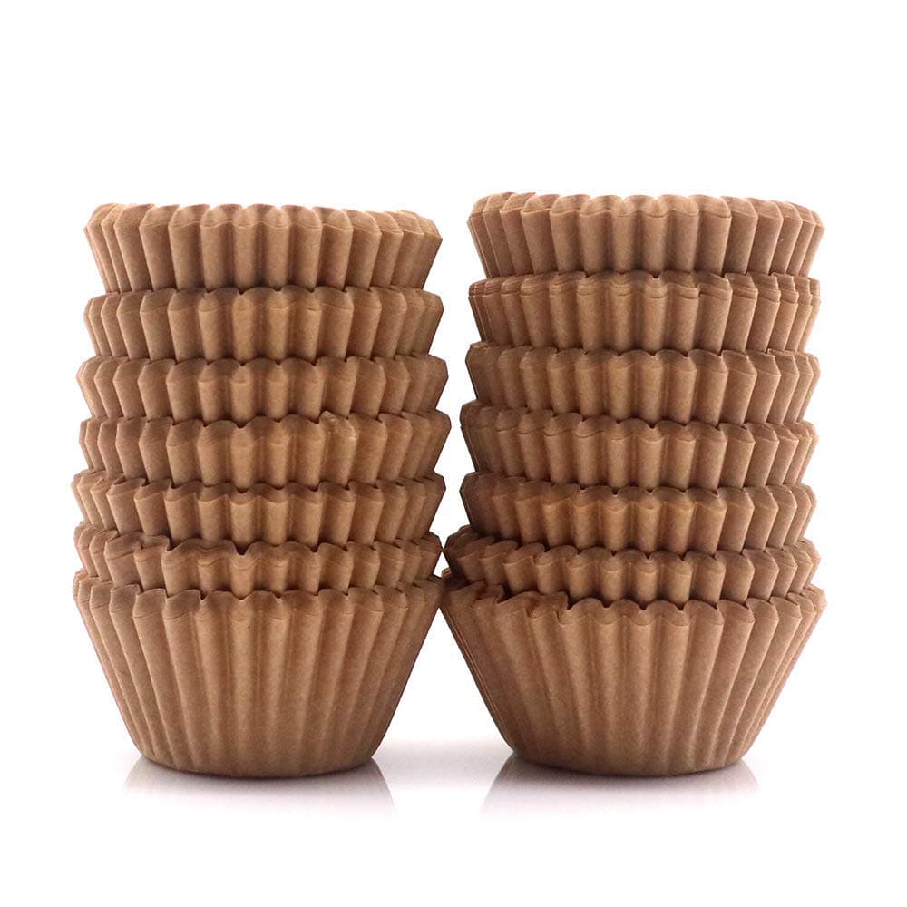 Mini Cupcake Liners 300-Count Natural Baking Paper Cups 1.25 Inch Greaseproof Disposable Muffin Liners for Baking Muffin and Cupcake, Natural Color