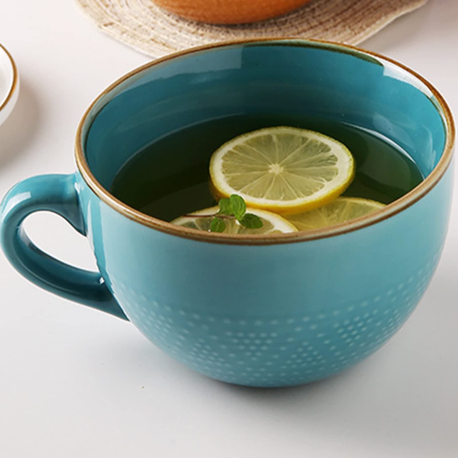 Disoza Oversized Coffee Mug Soup Bowls with Handles Big Ceramic Mug XXL Cereal Large Tea Cup 700 ML Porcelain