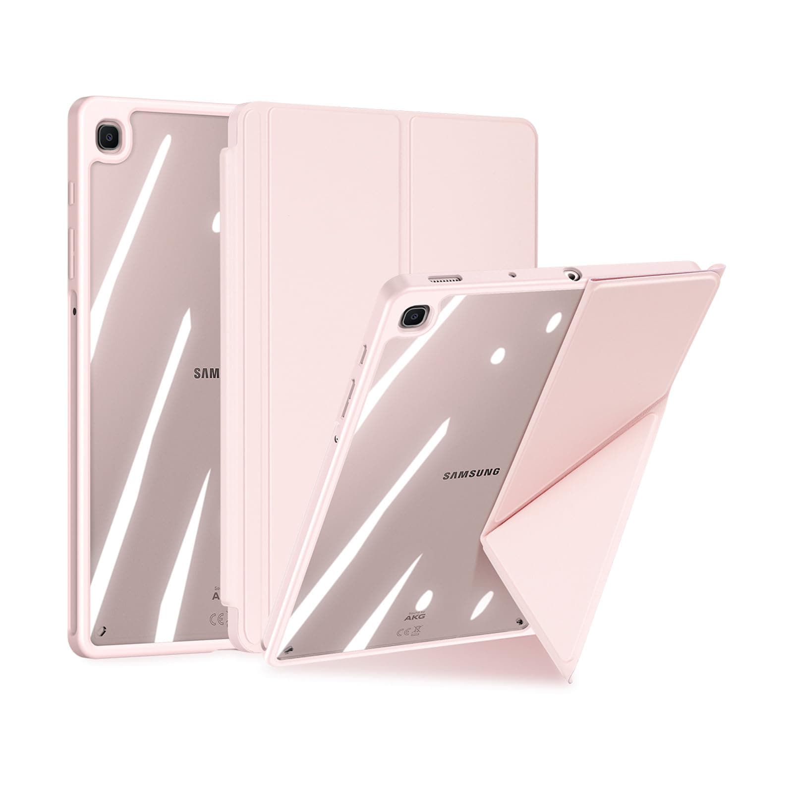 DUX DUCIS [Magi] Series Case Designed for Samsung Galaxy Tab S6 Lite (2020/2022/2024), Detachable Protective V-fold Cover With Clear Back & Auto Wake/Sleep, With Pencil Holder - Pink