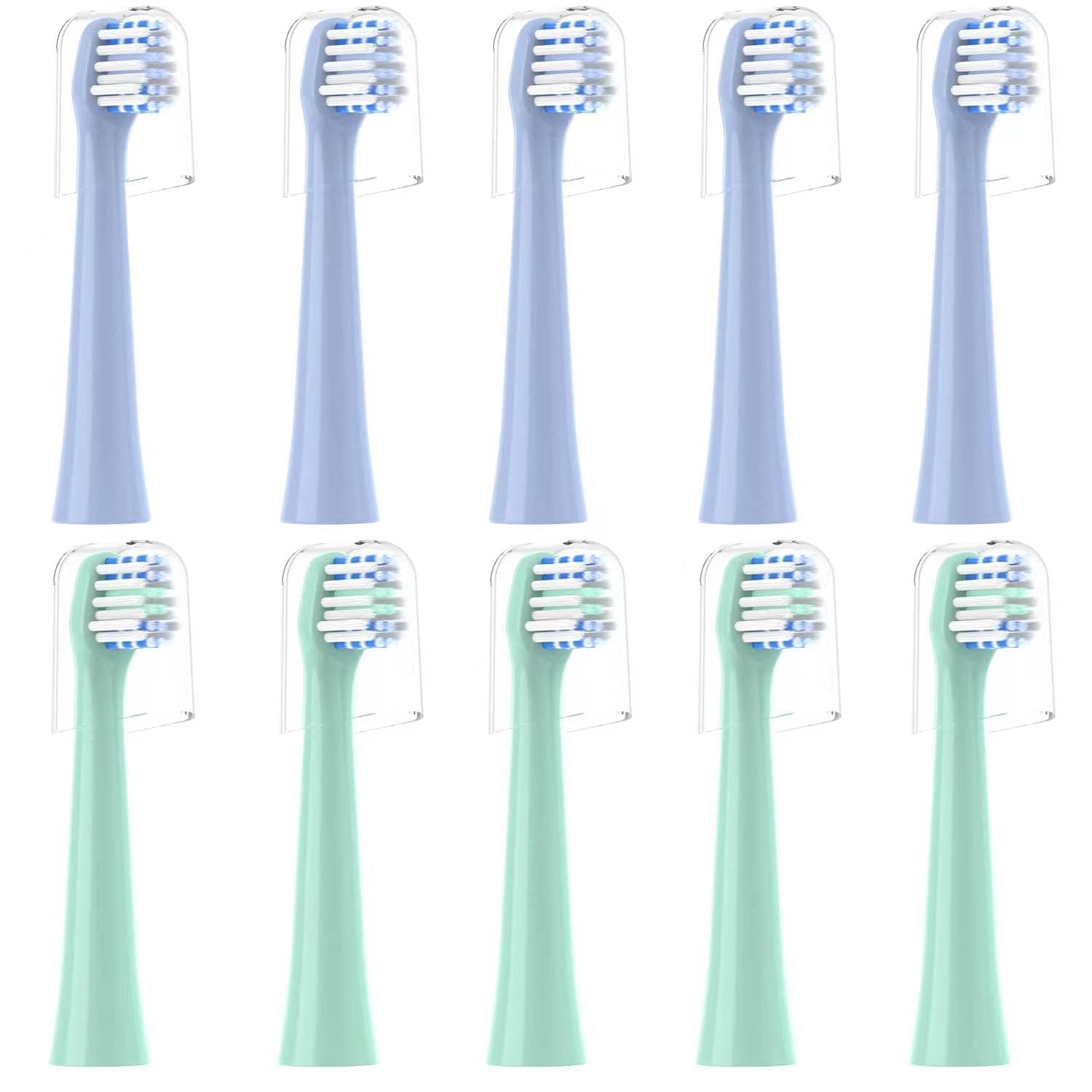 Replacement Toothbrush Heads 10 Pack Compatible with Colgate Hum Connected Smart Battery Electric Toothbrush Head,5 Blue+5 Green