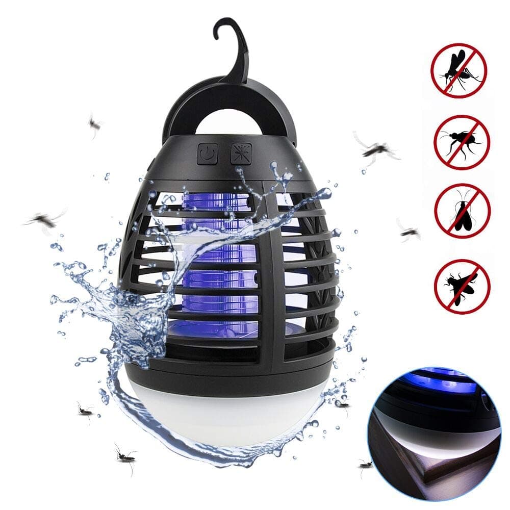 Mystery Mosquito Bug Zapper, Insect Killer with LED Camping Lantern Tent Lamp, Portable IPX6 Waterproof USB Rechargeable Insect Repellent for Indoor Outdoor Camping Hiking - Black