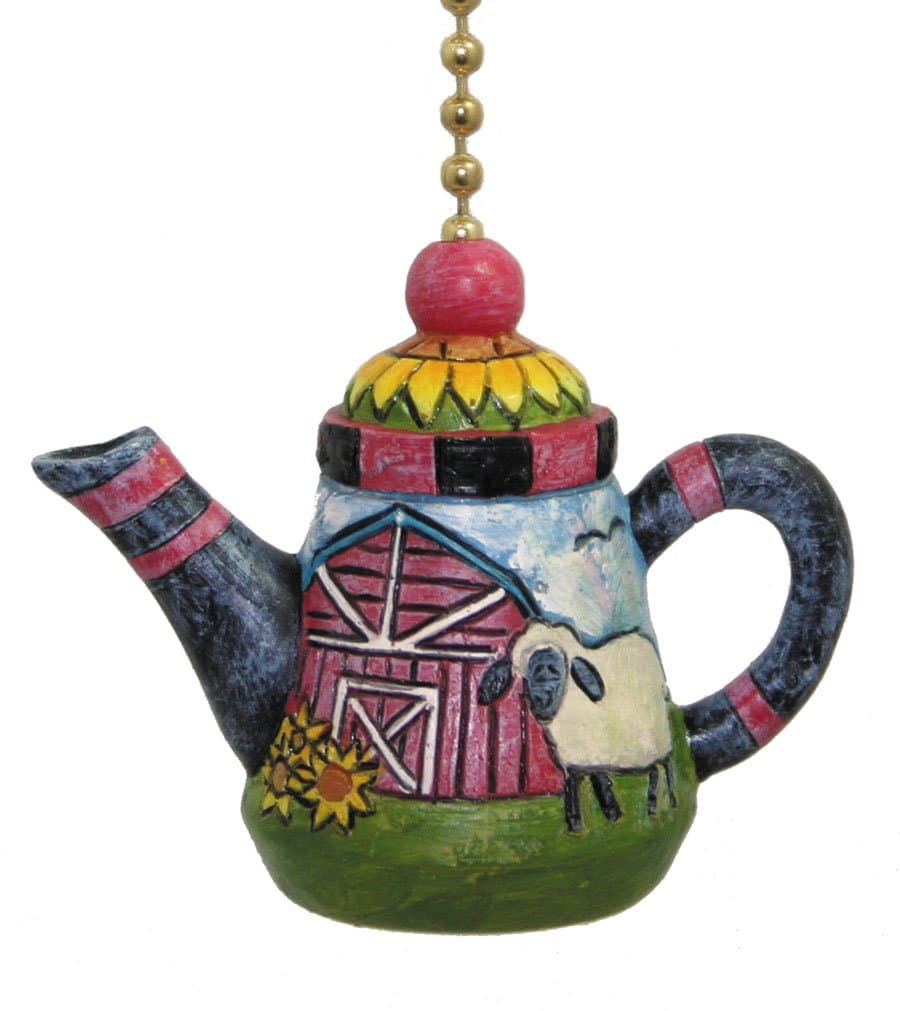 Lamb Teapot Ceiling Fan Pull Primitive