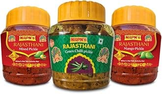 Nilon's Rajasthani Mixed Pickle (500g) Homemade Aachar | Spicy & Tangy Pickle in Authentic Royal Rajasthan Style with Raw Mango, Lemon, Mustard Oil & Spices with No Added Artificial Colour