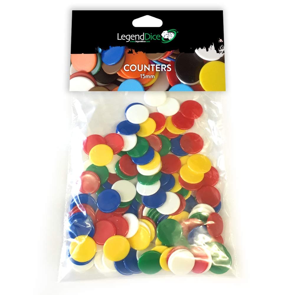 15mm Counters x100 bulk (5 Colour Mix)