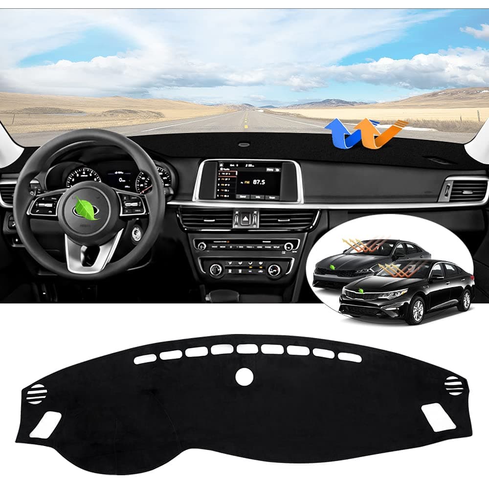 Custom Fit for Suede Dash Cover 2016 2017 2018 2019 2020 Kia Optima Dashboard Mat Non-Slip Dash Mat Pad Carpet Odorless Sunshade Glare UV Rays Protector