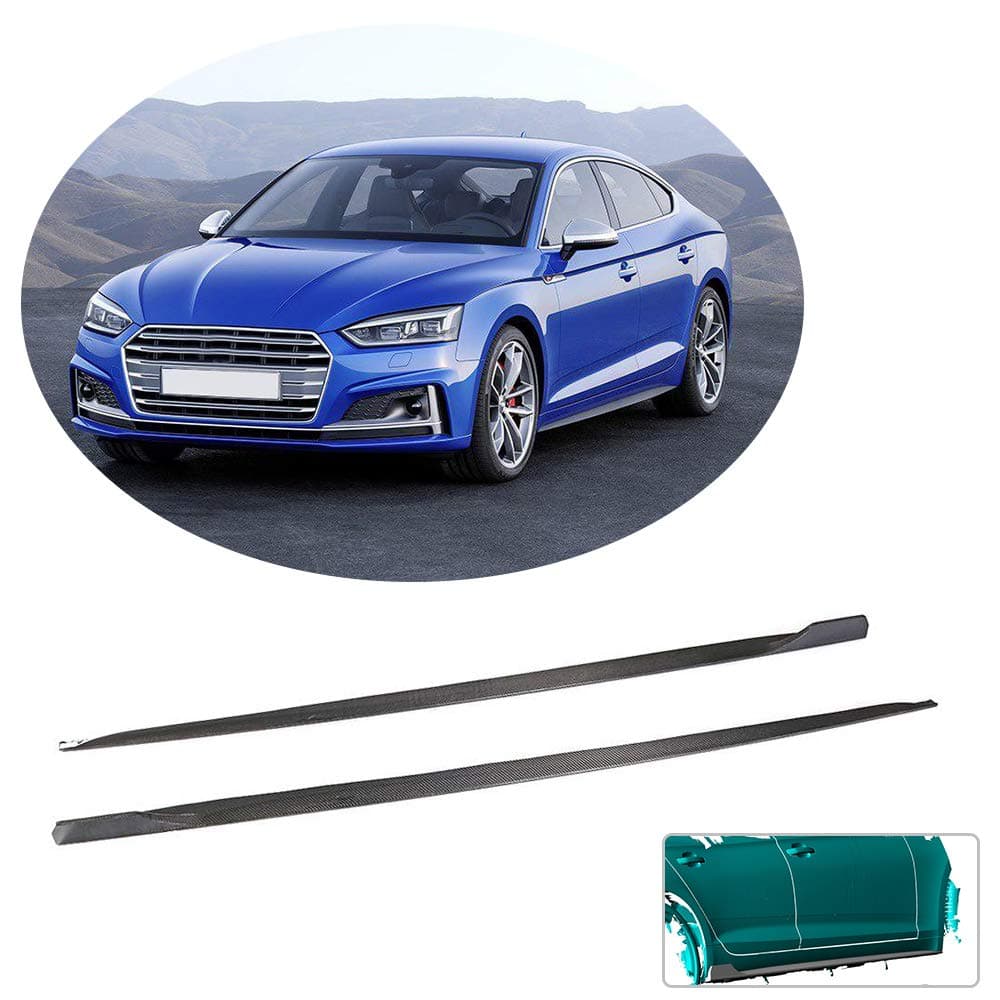 MCARCAR KIT Side Skirts fits Audi A5 B9 Sline S5 Sportback 2017-2019 Add-on Carbon Fiber CF Under Door Rocker Panels Valance Extension Lip