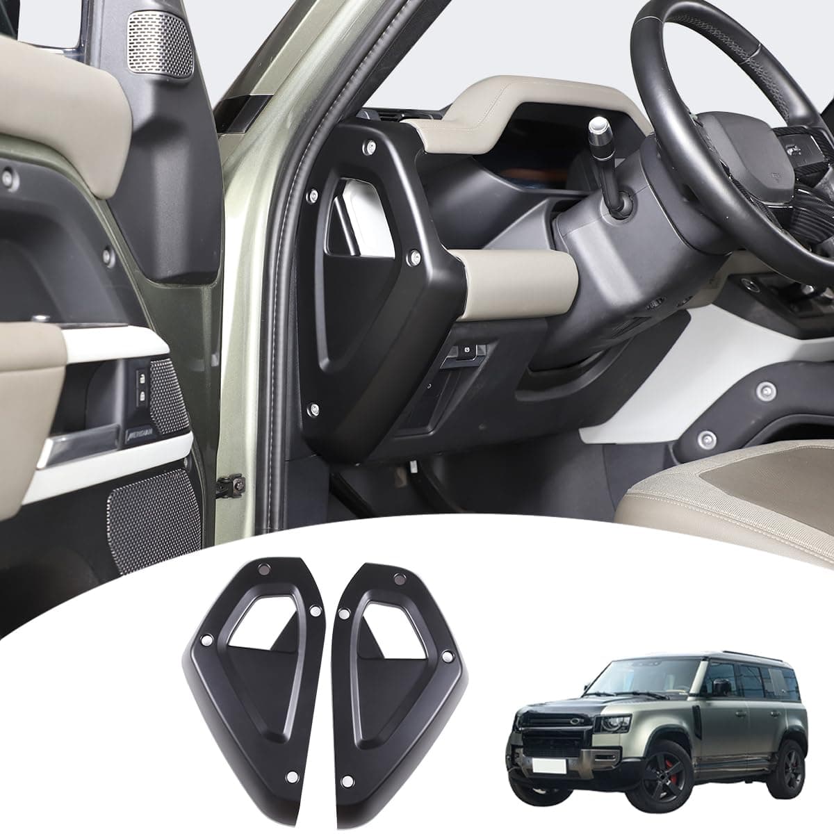 Car Central Control Both Sides Decorative Strips Sticker for Land Rover Defender 2020-2025 90 110 130 Interior Accessories (Matte Black)