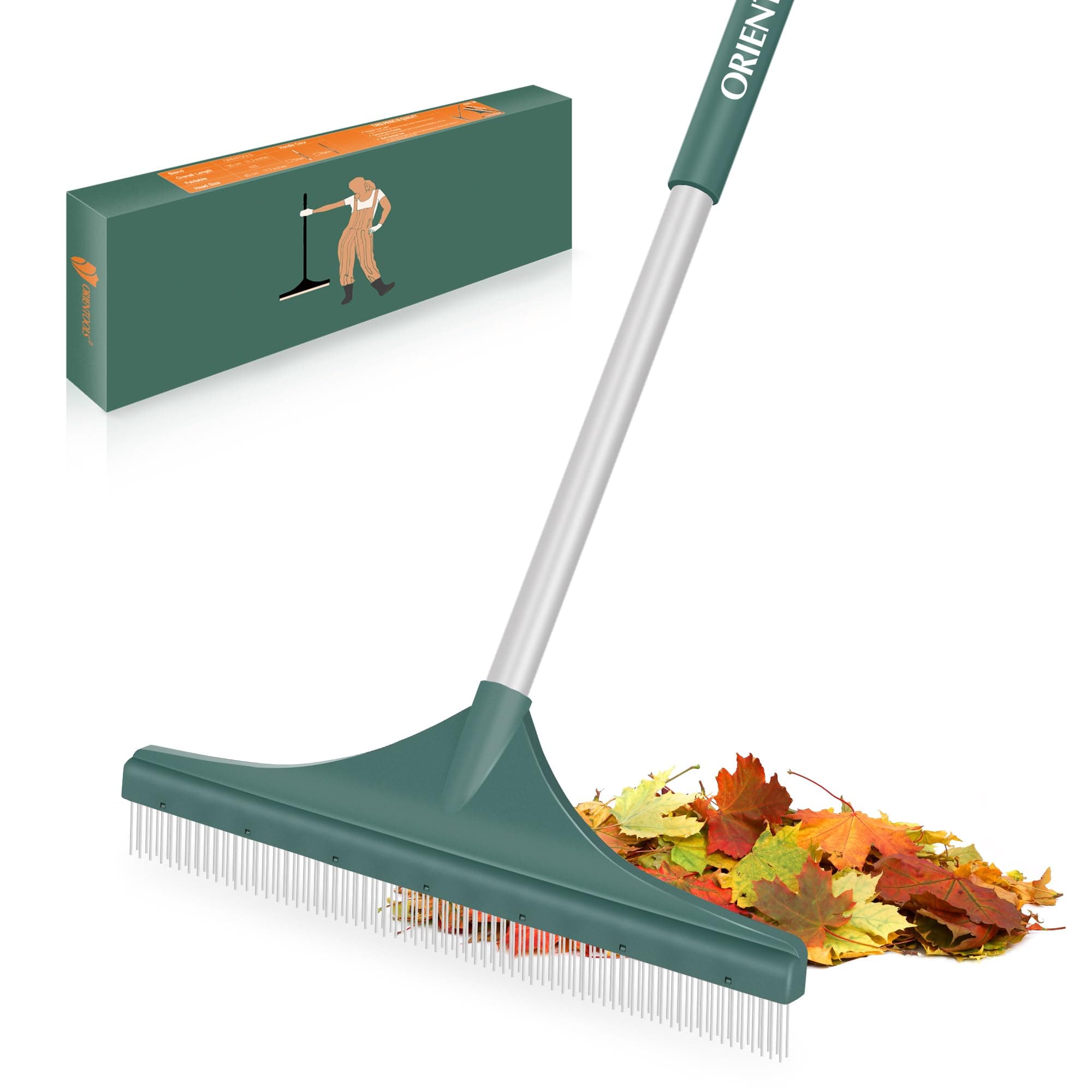 Grass Rake for Artificial Grass, Turf Rake Artificial Lawn Brush Ergonomic with Foldable Steel Handle 80 to 130 CM Garden Tools Fake Grass Brush for Lawns and Carpet