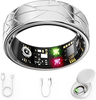 Smart Ring Fitness Tracker Sleep Tracking Heart Rate Monitor Pedometer, Waterproof Activity Tracker Fitness Ring Steps Counter, Gesture Controls for Short Video, 8 Days Last, #8, Classical Silver