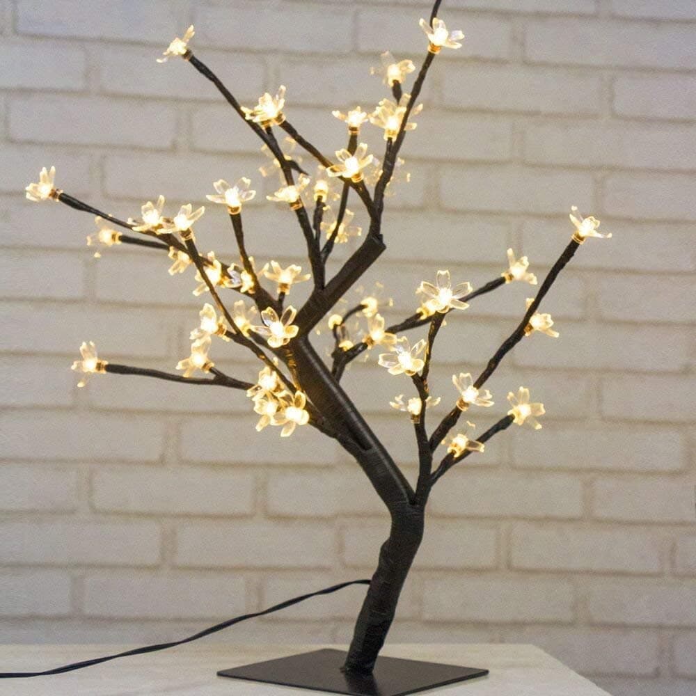 Cherry Blossom Tree Light with 48 Flowers 45cm LED IP20 Decorative Lights Battery Operated Christmas Lights Indoor for Bedroom, Living Room (Warm White)