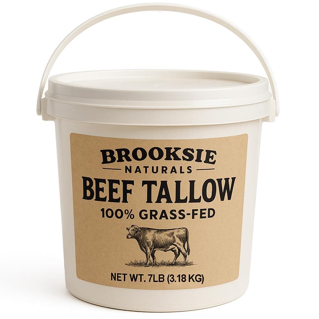 100% Pure & Grass Fed Beef Tallow 7 Lb. Rendered Bulk | No Additives | For Soaps, Balms, Candle, Skincare | Non-GMO and Gluten-free