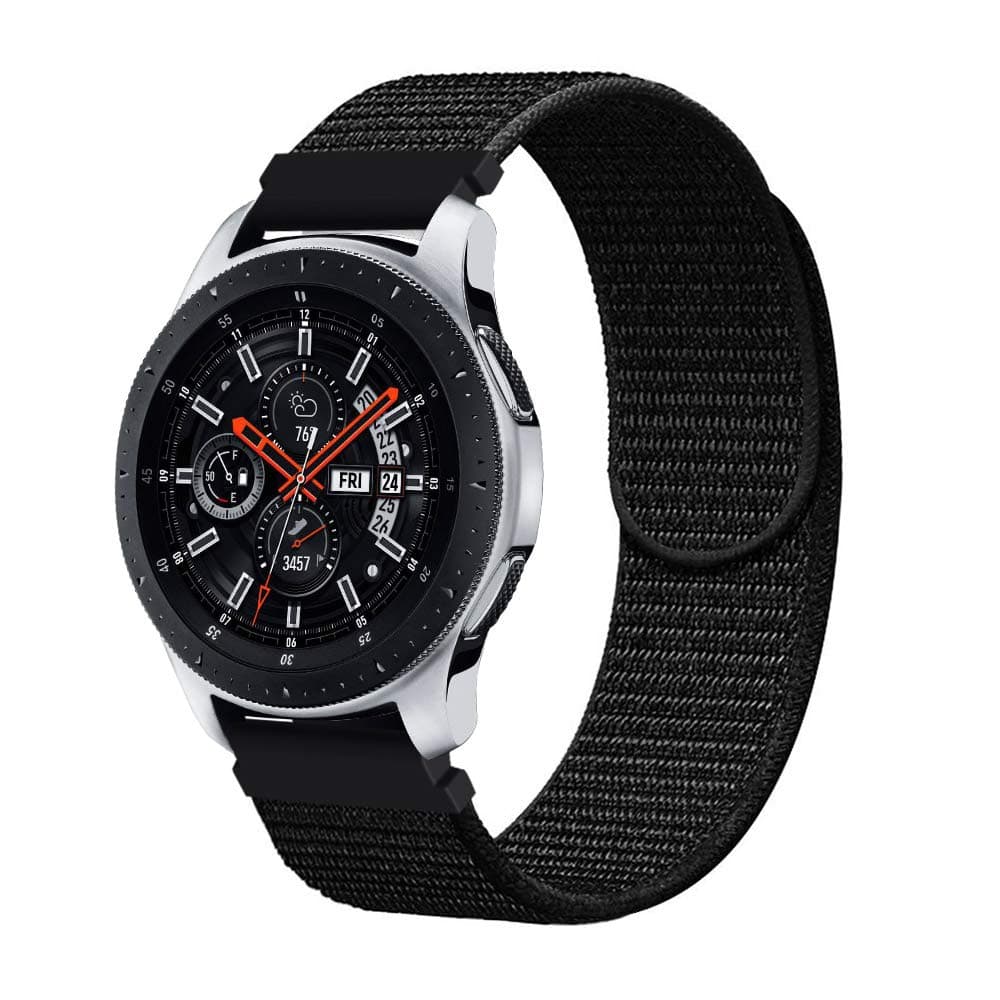Fullife Galaxy Watch 42mm Band Nylon Replacement Sport Loop with Hook and Loop Fastener Wrist Strap Compatible for Garmin VivoActive 3 Bands,Galaxy Watch Active 2 44mm Smart Watch Black
