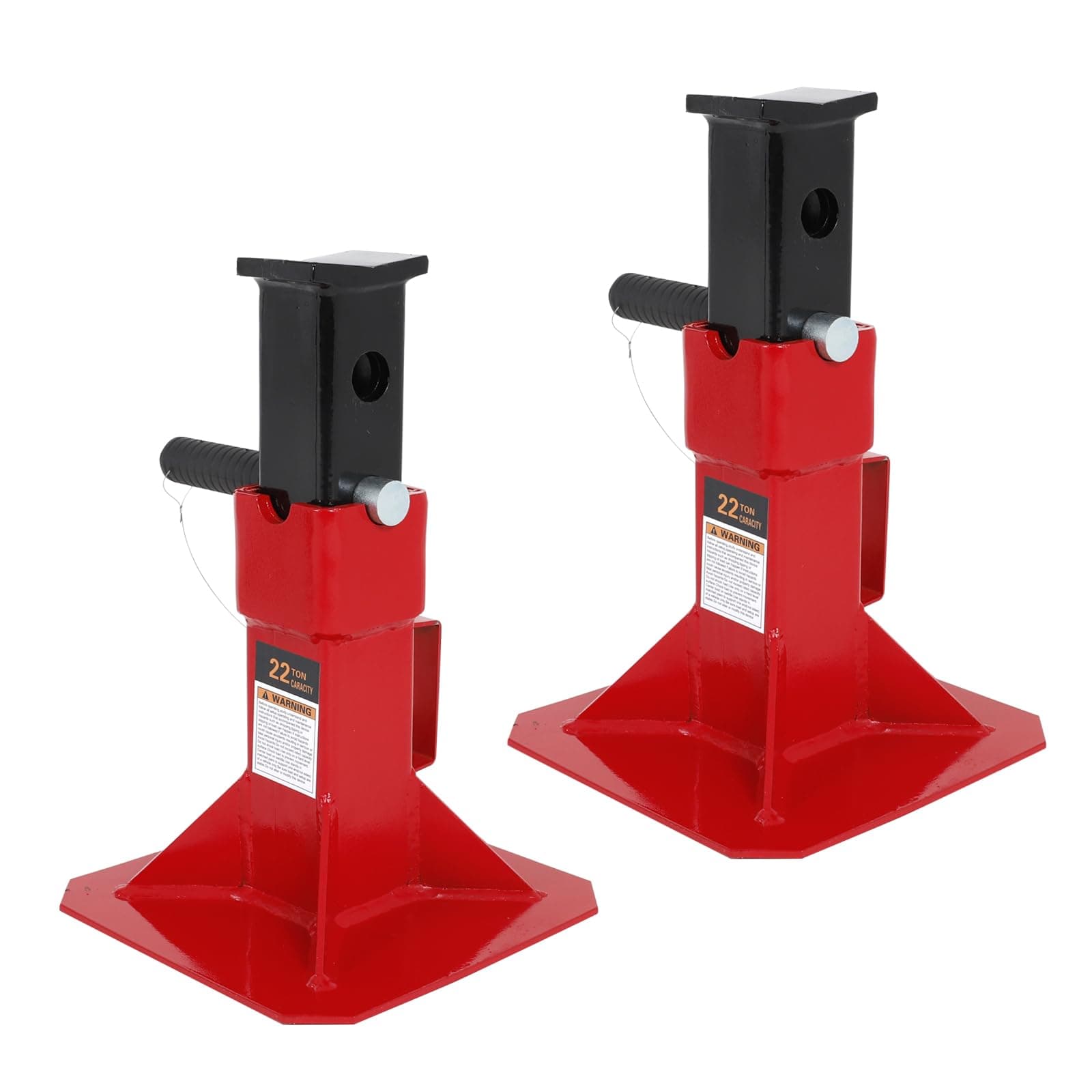 Heavy Duty Pin Type Car Jack Stands with Lock Adjustable Height to 19.75" Fit for Supporting Car SUV, Truck, Pick Up, Trailers and Equipment，22 Ton (44,000 lb) Capacity, Red, 1 Pair