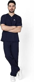 KNYA Active Men's 5-Pocket New Gen Scrubsuit V Neck Flexibile & Comfortable Top & Bottom Easily Accessible Pockets Uniform for Doctors