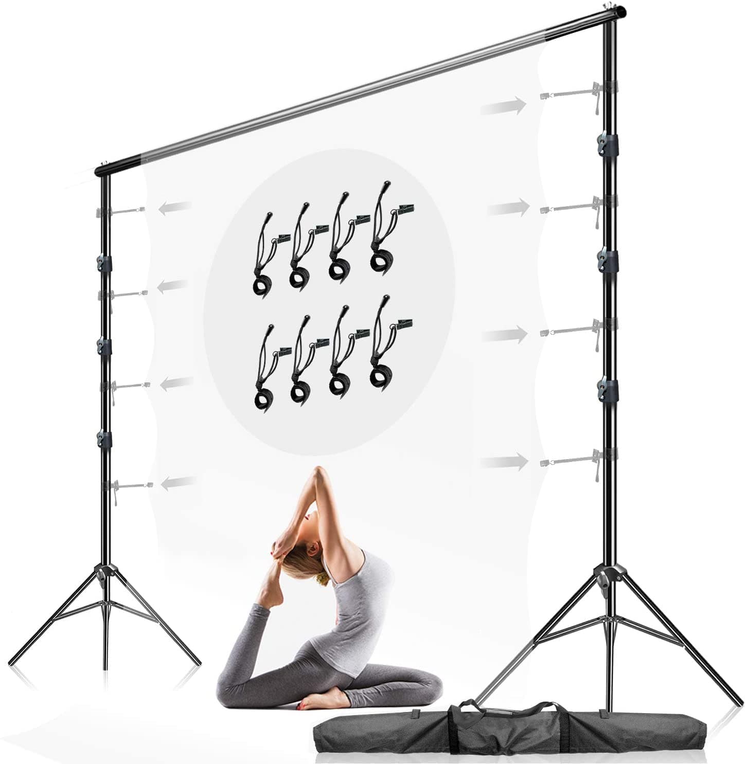 Julius Studio [Large Heavy Duty] 12.5 x 10 ft. (W x H) New Gen. Backdrop Stands, Background Support, Enhanced Stability: No Bending, No Shaking, Leg Shoe Mount Ground Stake for Outdoor Use, LNA1106