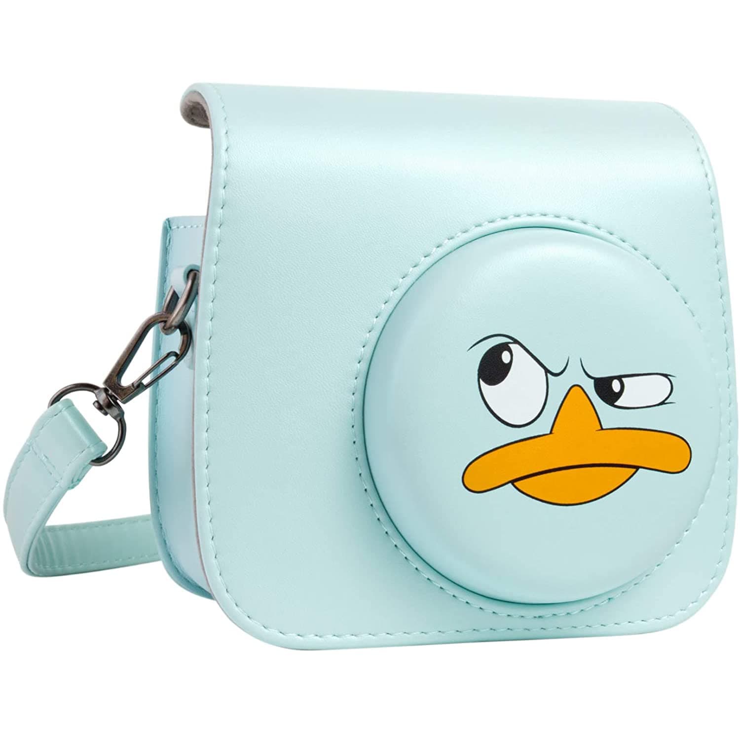 Protective Camera Case Compatible with Fuji Instant Mini 11/9/8 PU Leather Bag with Adjustable Shoulder Strap- Ducking Anger